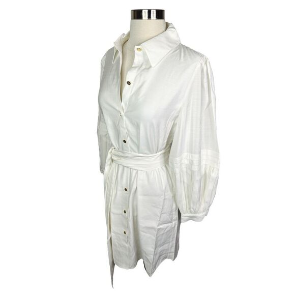 Emily McCarthy Oxford Shirt Dress - White Linen - Size Small - Picture 3 of 5